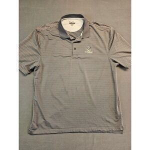 Straight Down Mens XXL Grey Striped Bolingbrook Golf Club Performance Polo Shirt